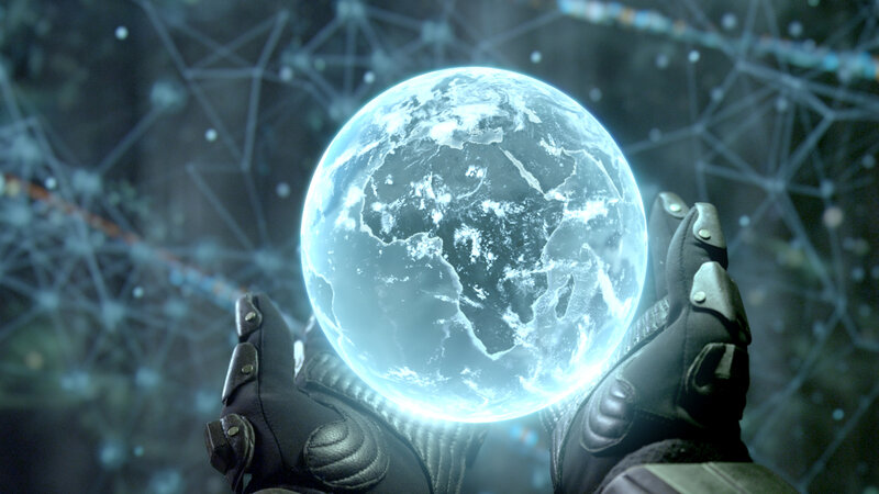 Hands Holding Planet Earth — Blue