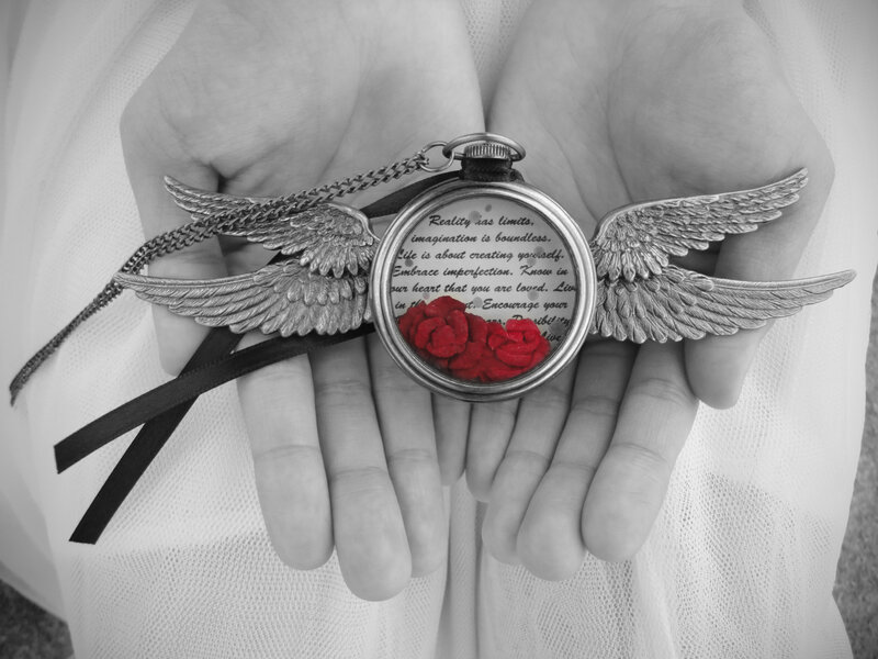 Hands Holding Pocket Watch — Black