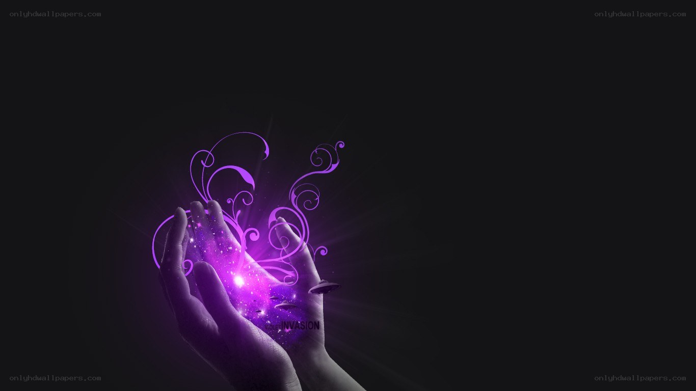 hands holding purple energy