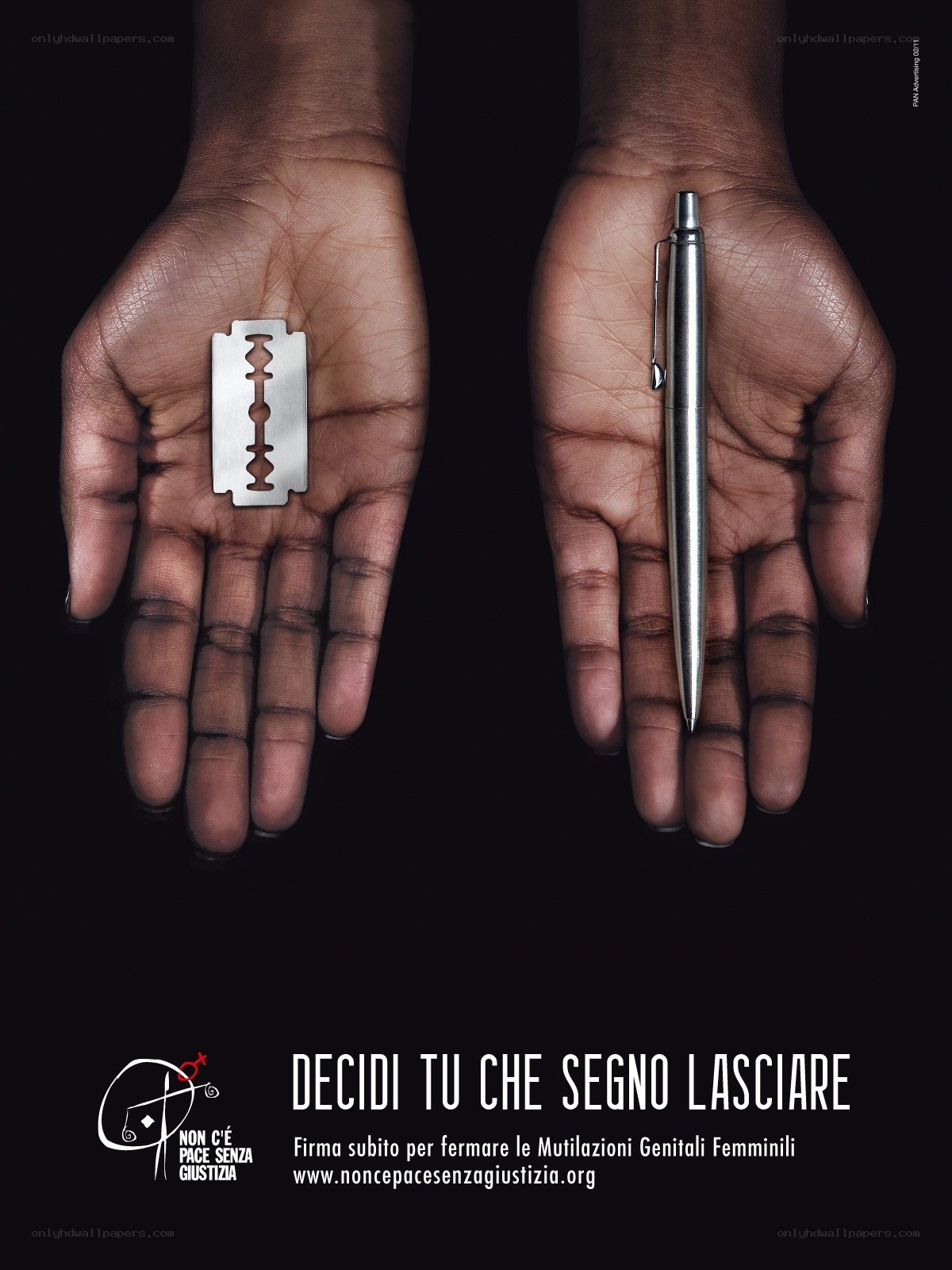 Hands holding razor and pen