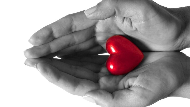 Hands Holding Red Heart — Calm, Photograph
