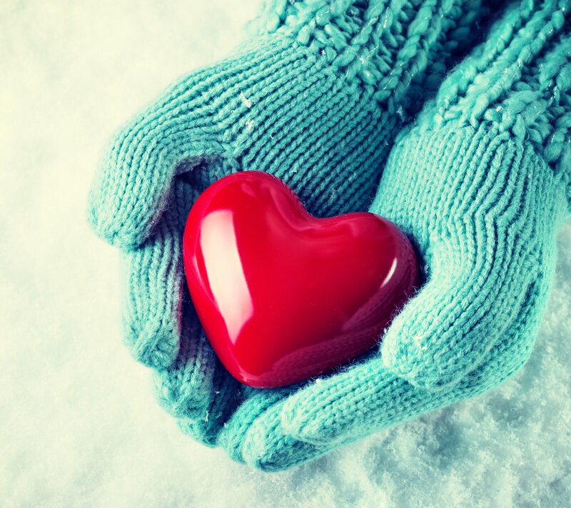Hands Holding Red Heart — Calm, Winter