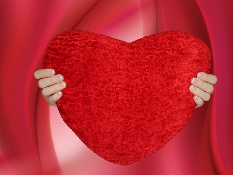 Hands Holding Red Heart — Romantic, Photograph