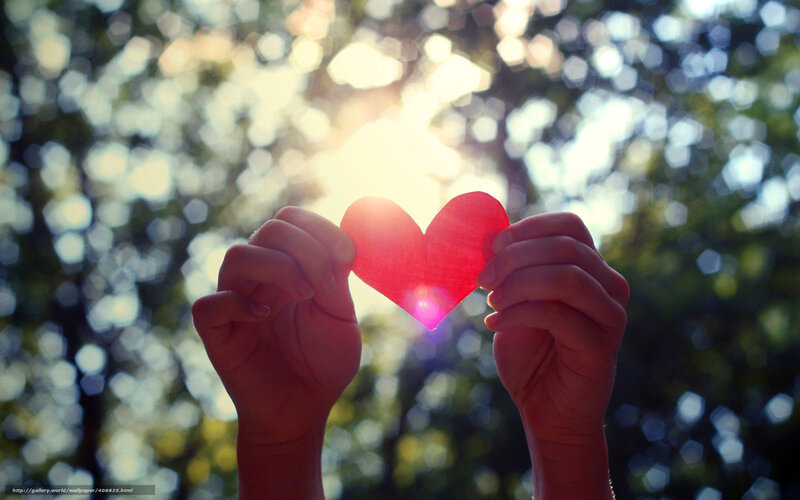 Hands Holding Red Heart — Serene, Sunset