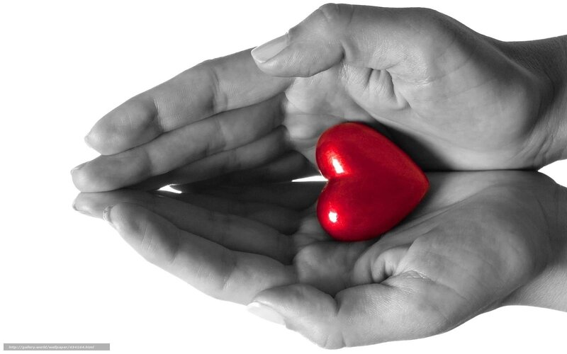 Hands holding red heart