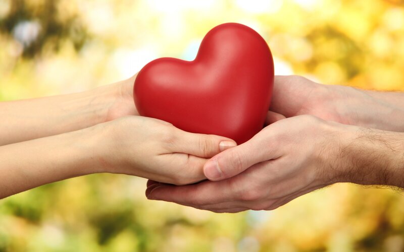 Hands Holding Red Heart — Warm