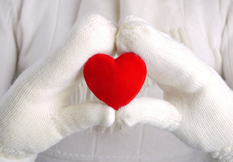 Hands Holding Red Heart — White