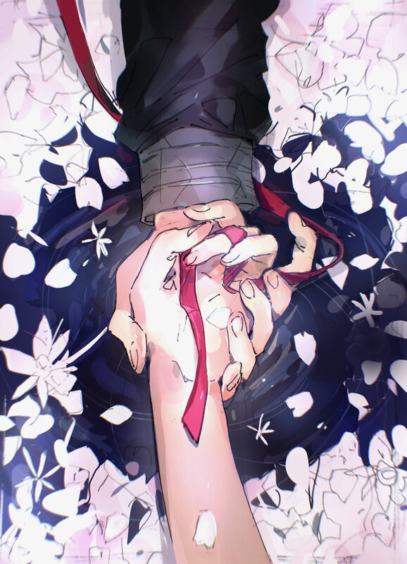 Hands Holding Red Ribbon