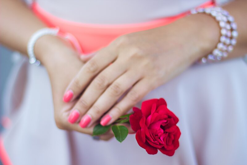 Hands Holding Rose — Red, Calm