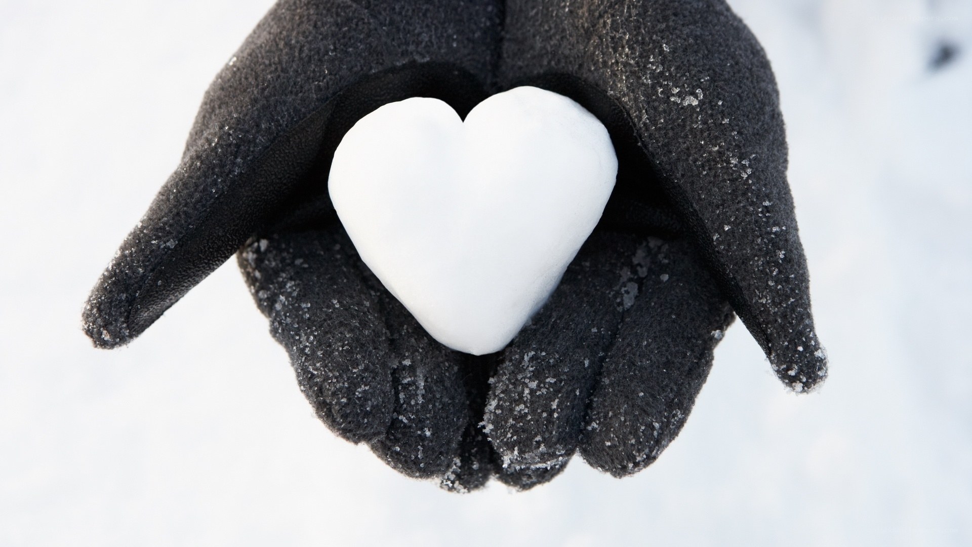 hands holding snow heart