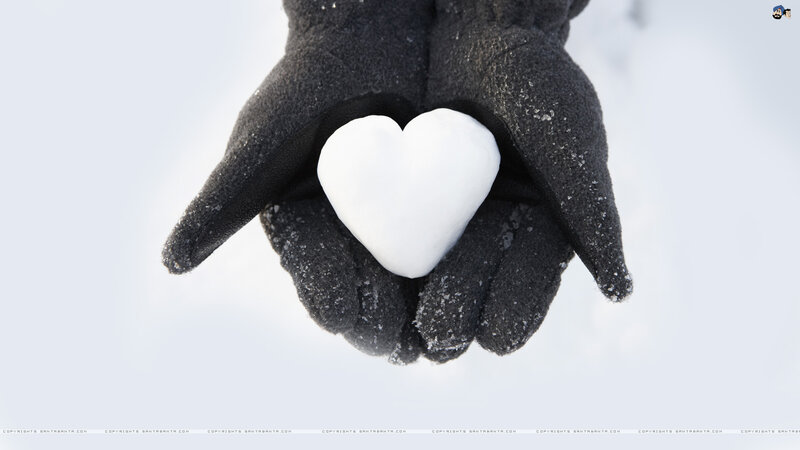 Hands Holding Snow Heart — White, Calm