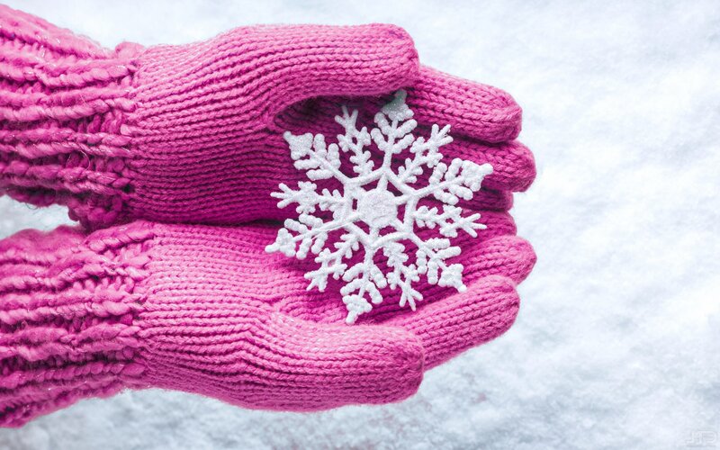 Hands Holding Snowflake — Pink, Calm, Winter