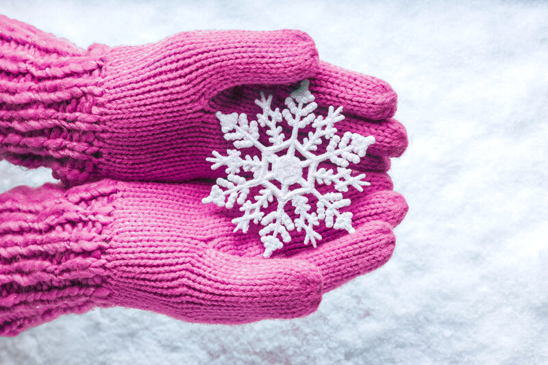 Hands Holding Snowflake — Pink
