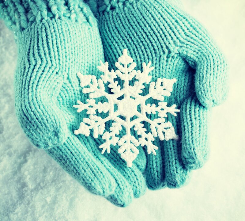 Hands Holding Snowflake — Teal