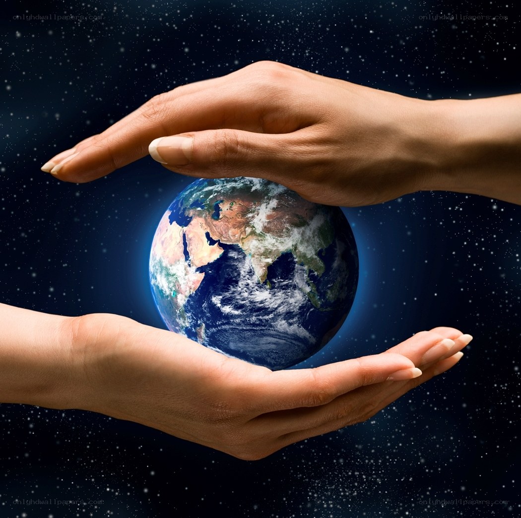 Hands holding the Earth