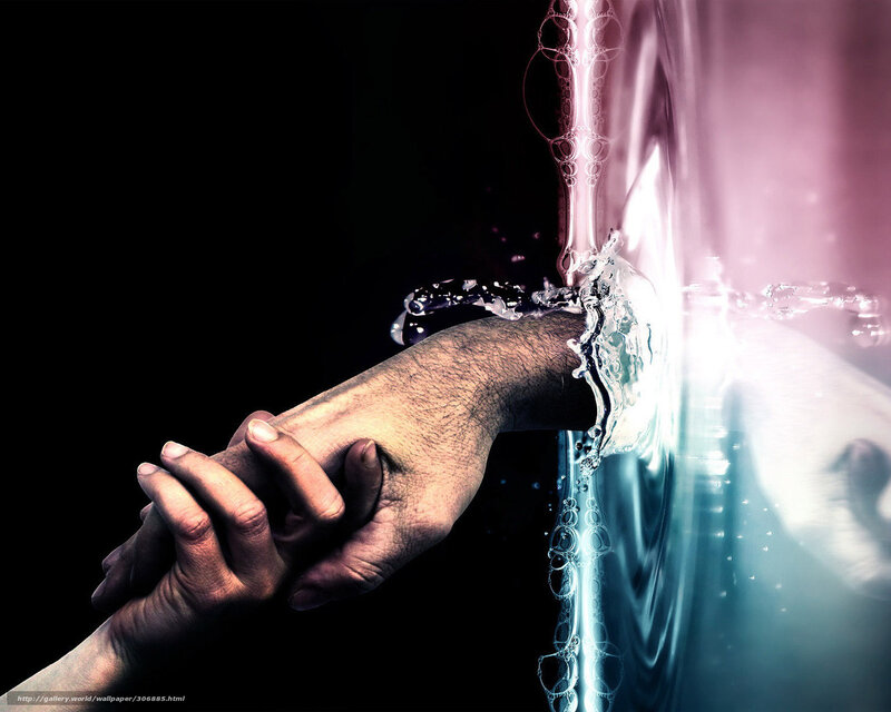hands holding under water