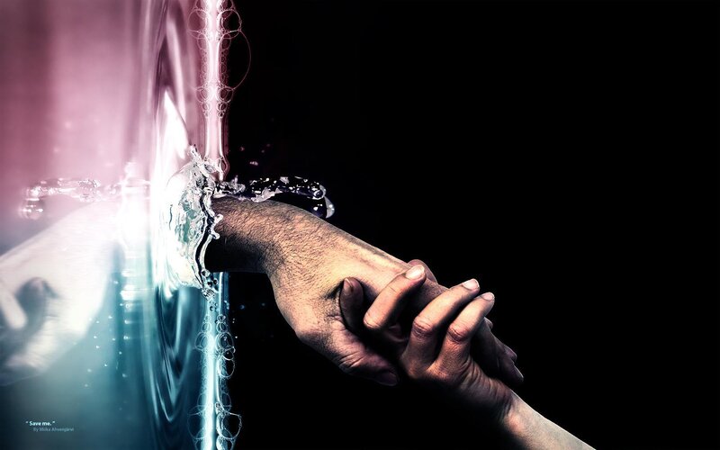 Hands Holding Underwater