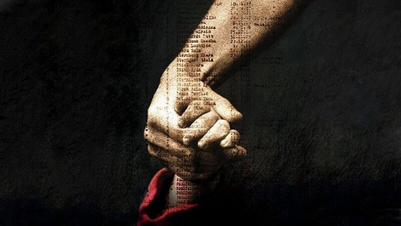 hands holding with code overlay