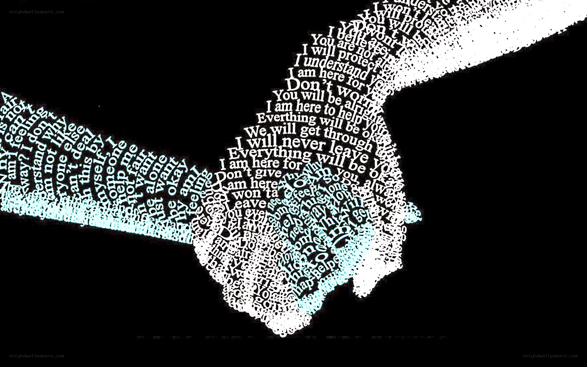 hands holding with supportive text