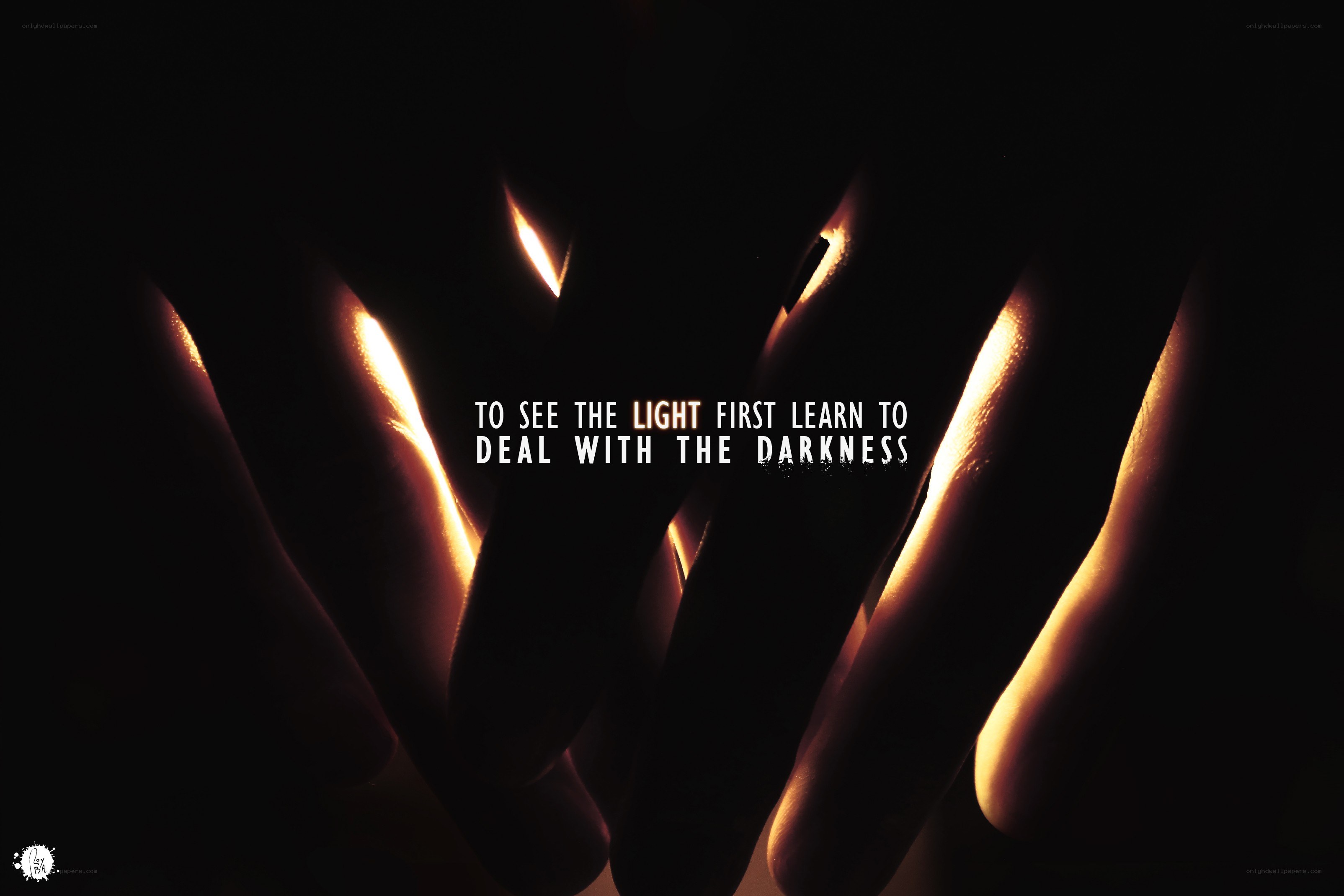 hands in darkness with light
