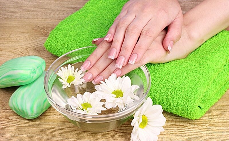 Hands in Flower Bath