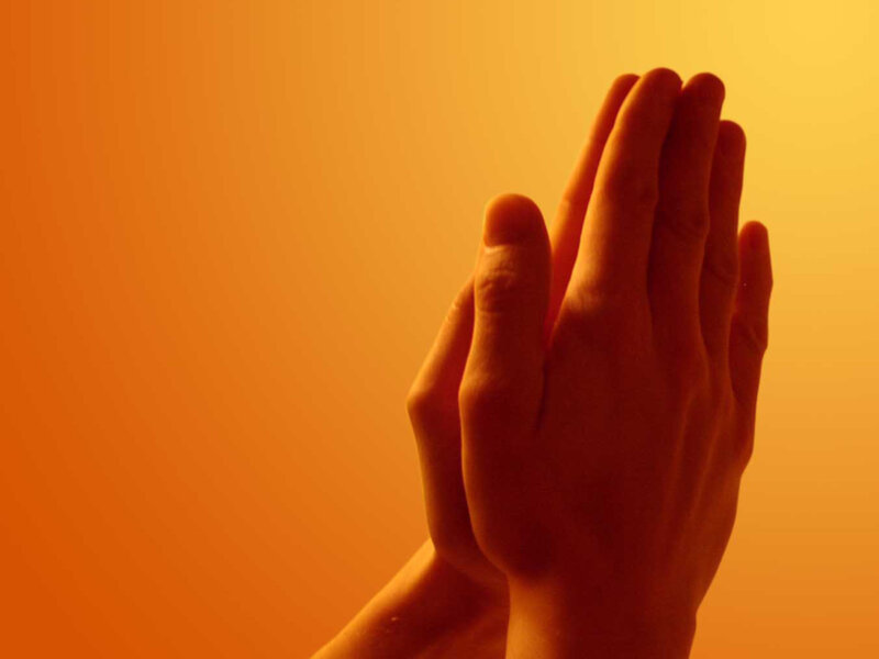 Hands in Prayer Position — Orange, Serene