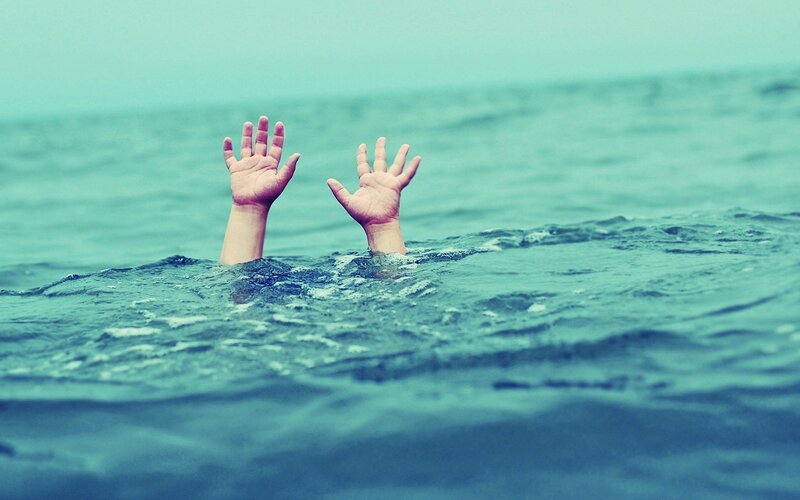 Hands in Water — Blue, Dramatic