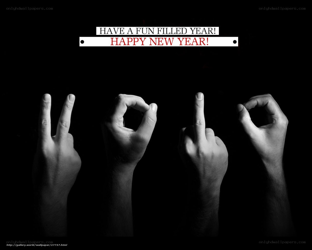 Hands making gestures for Happy New Year