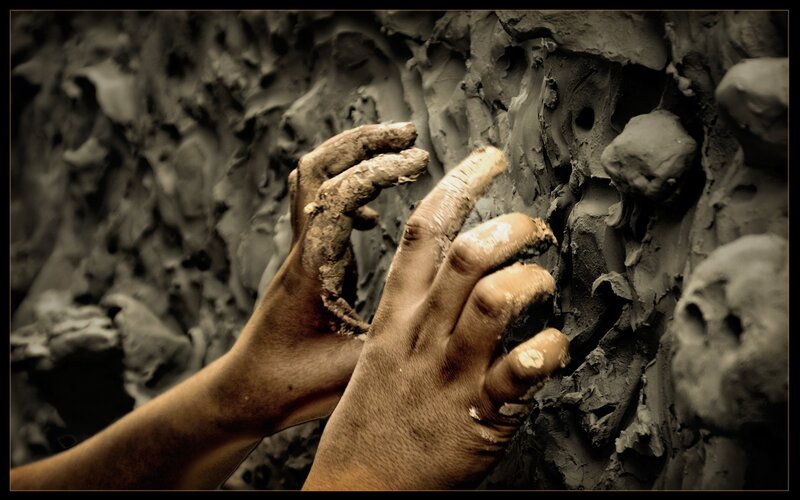 Hands Molding Clay — Brown