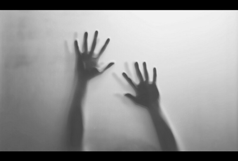 Hands on Frosted Glass — Black