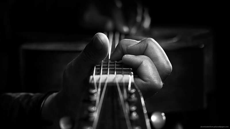 Hands on Guitar Fretboard — Black