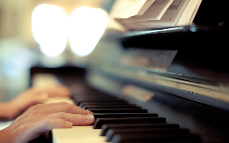 Hands on Piano Keys — Black, Calm