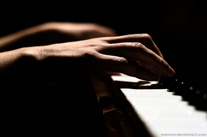 Hands on Piano Keys — Black, Dramatic, Night