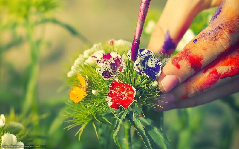 Hands Painting Flowers
