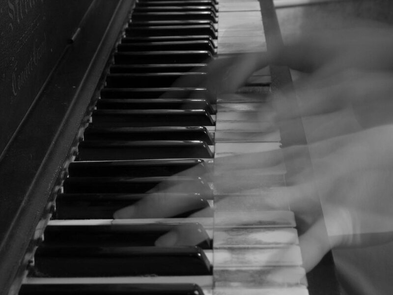 Hands Playing Piano — Black, Calm