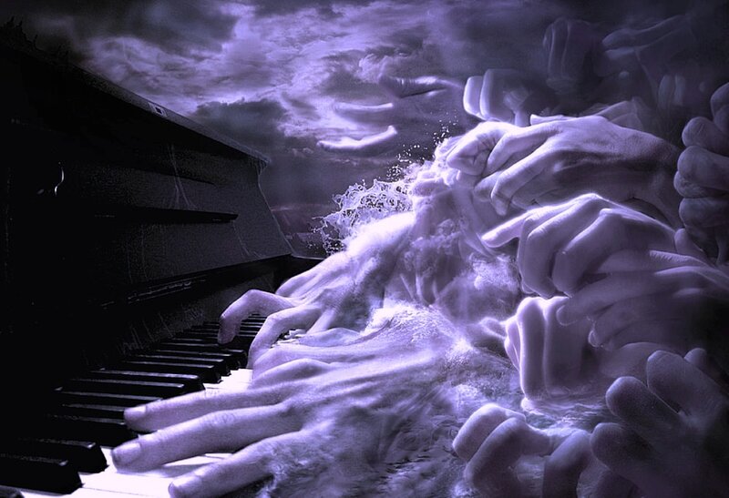 Hands Playing Piano — Purple