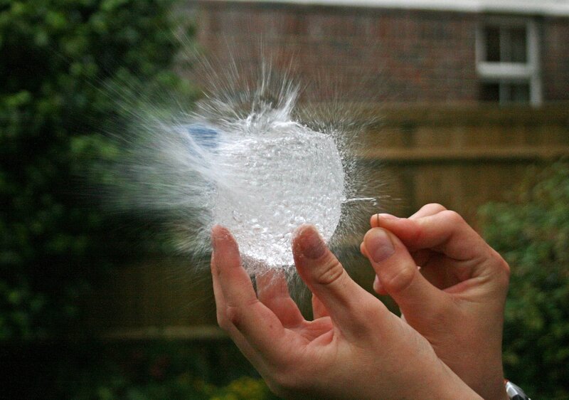 Hands Popping Water Balloon — White