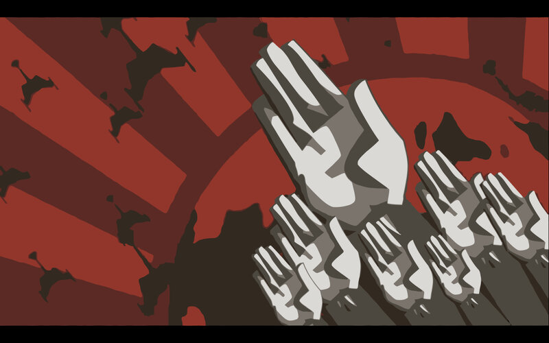 Hands Raised in Protest