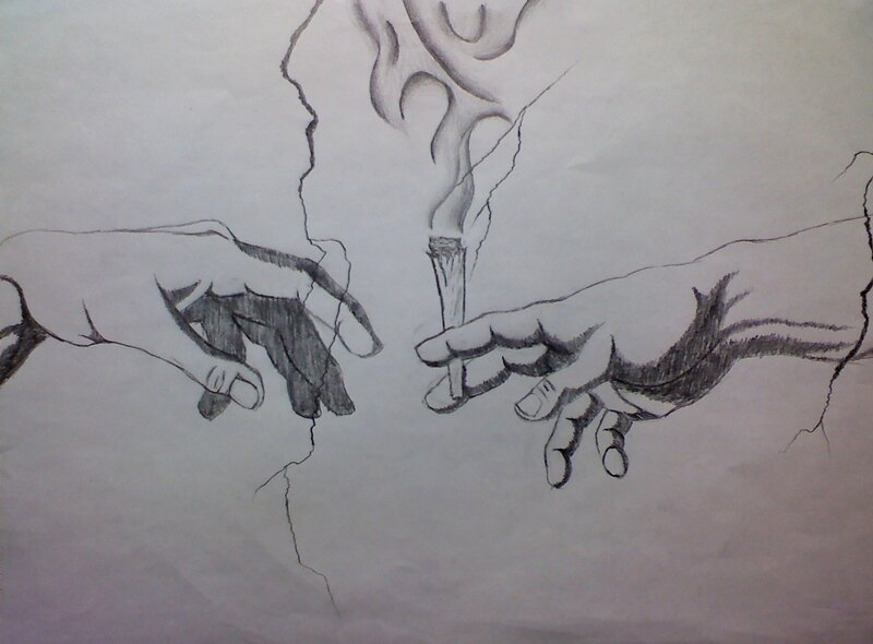 hands reaching for a joint