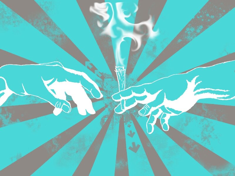 hands reaching for joint