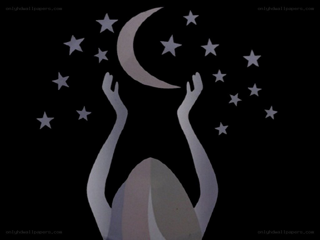 hands reaching for moon and stars