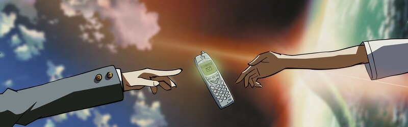 hands reaching for phone