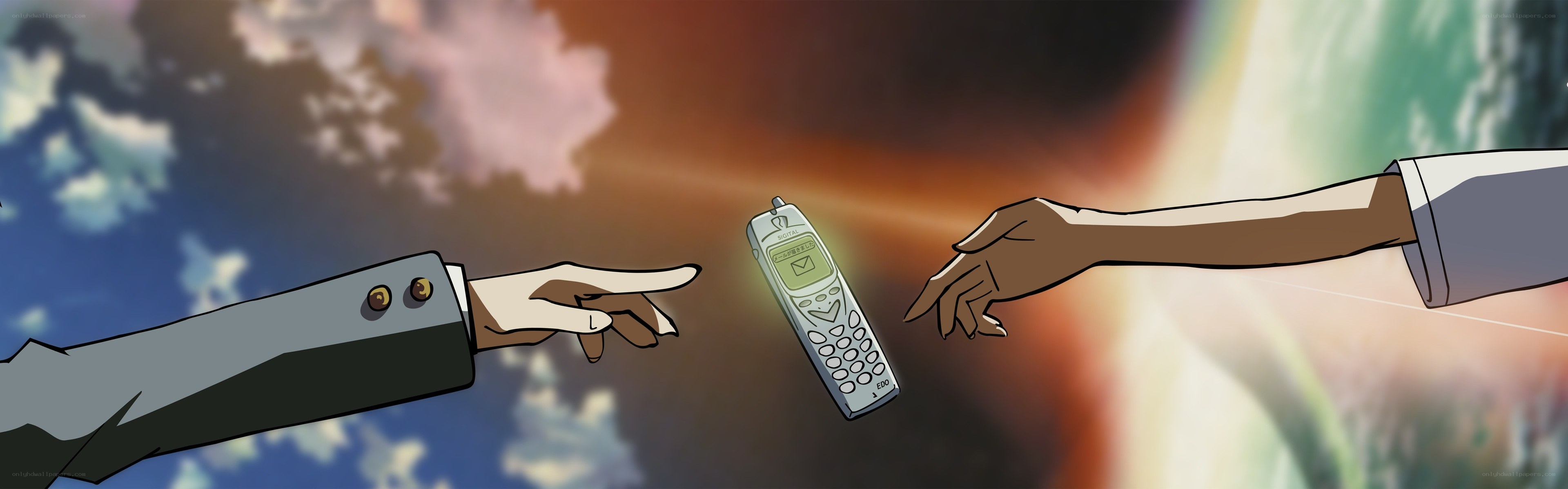 hands reaching for phone