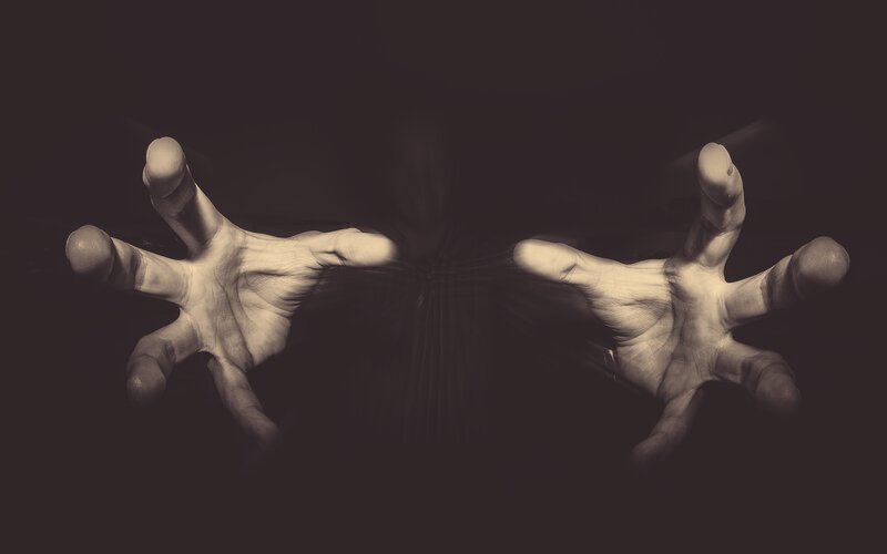 Hands Reaching Forward — Black