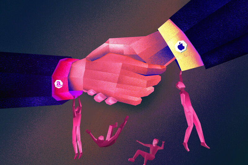 Hands Shaking Above Figures
