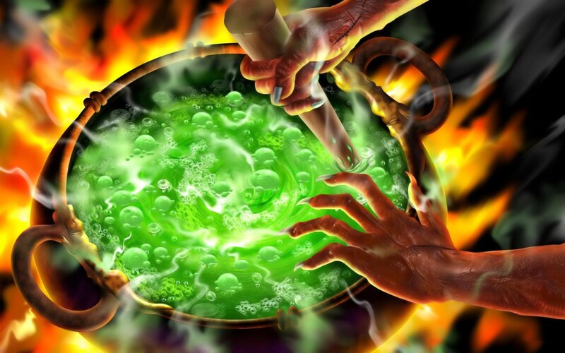 Hands Stirring Cauldron — Green