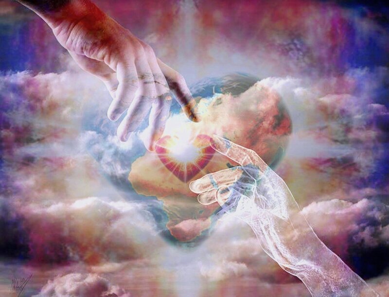 Hands Touching over Earth