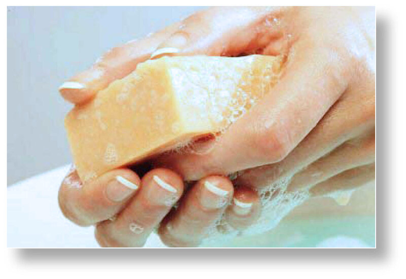 hands washing with soap