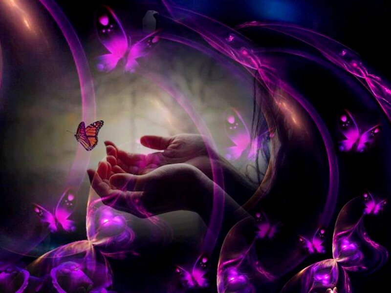 Hands with Butterflies — Purple, Ethereal