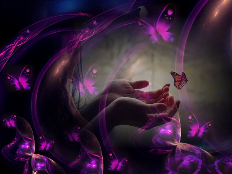 Hands with Butterflies — Purple